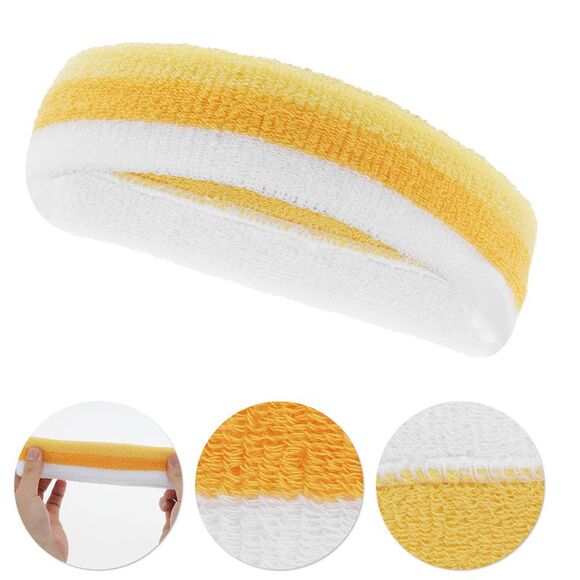 Breathable Sport Headband with Wristband White Yellow 1 Set - Picture 3 of 6